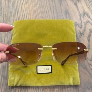 Gucci Gold and Brown Sunglasses